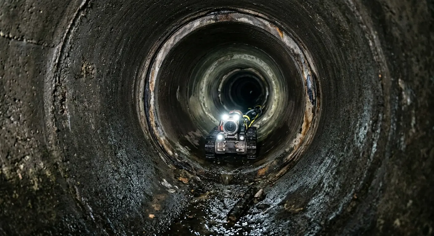 Robotic sewer camera inspecting pipe interior for Sewer Line Repair in Meridian